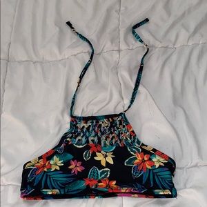 Floral High Neck Bikini Top